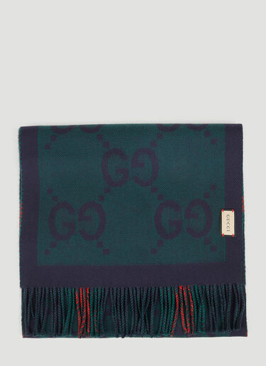 Gucci GG 双面格纹围巾 蓝 guc0251090