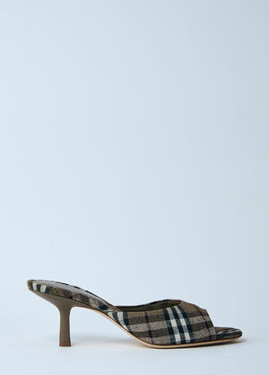 Burberry Check Heeled Mules Grey bur0259016