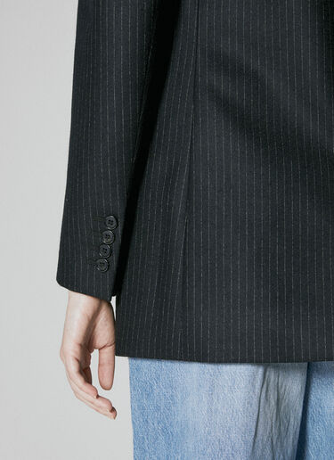 Saint Laurent Wool Pinstripe Blazer Black sla0253033