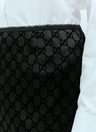 Gucci GG 프린트 실크 더체스 스커트  블랙 guc0255184