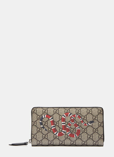 Gucci GG Supreme Snake Zip-Around Wallet Brown guc0127037