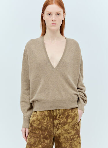 Lemaire Deep V Neck Sweater Beige lem0256011