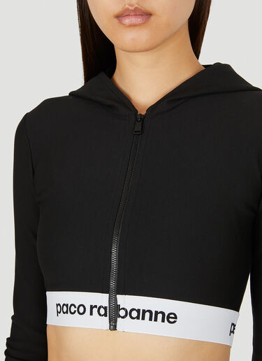 Rabanne Cropped Hooded Sweatshirt Black pac0250034