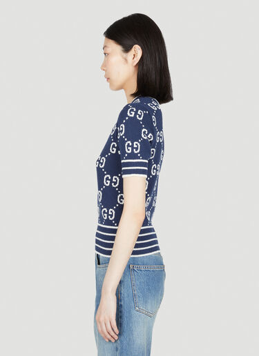 Gucci GG Jacquard Short Sleeve Top Blue guc0253054