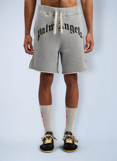 Curved Logo Track Shorts Palm Angels Curved Logo Track Shorts Grey pma0162023