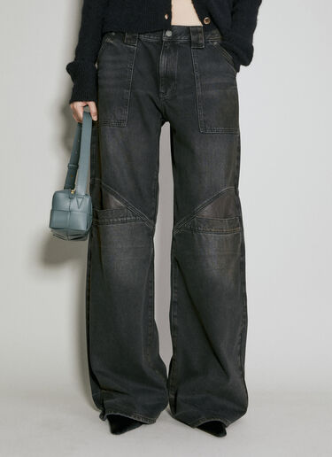 Guess USA 로 라이즈 와이드 레그 진 블랙 gue0254006