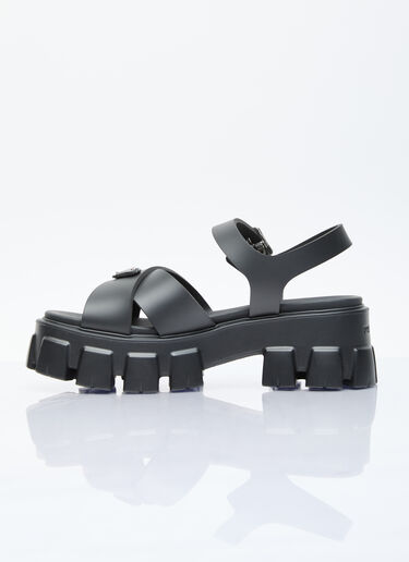 Prada Logo Plaque Rubber Sandals Black pra0256025