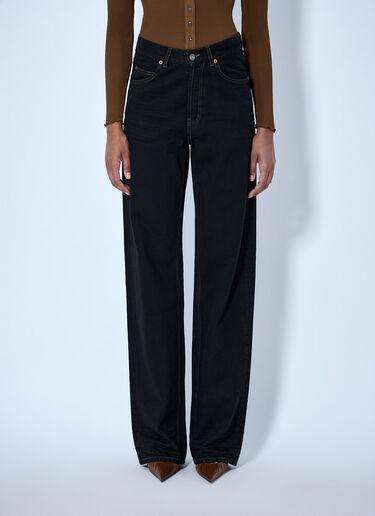 LN-CC® - Saint Laurent: V-허리 롱 배기 진 - 검정 Saint Laurent V-허리 롱 배기 진 검정 sla0264035