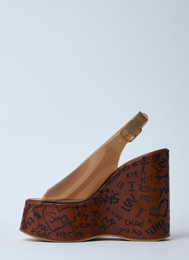 Chloé Maxime Wedge Sandals Brown chl0260016