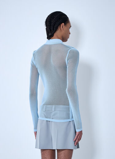 Gucci Embossed Technical Mesh Polo Top Light Blue guc0160005