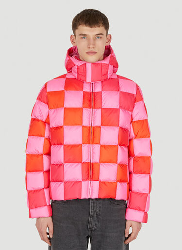 ERL Gradient Damier Puffer Jacket Pink erl0150002