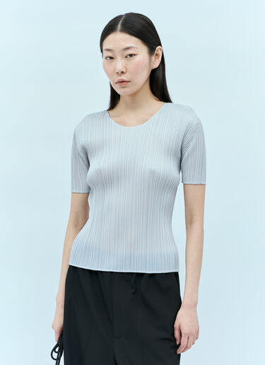 Pleats Please Issey Miyake Pleated T-Shirt Grey plp0254009