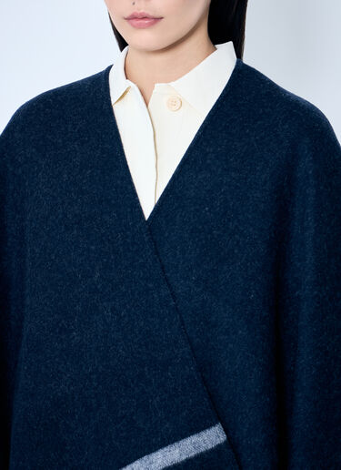 Max Mara Jacquard Wool Poncho Blue max0259022