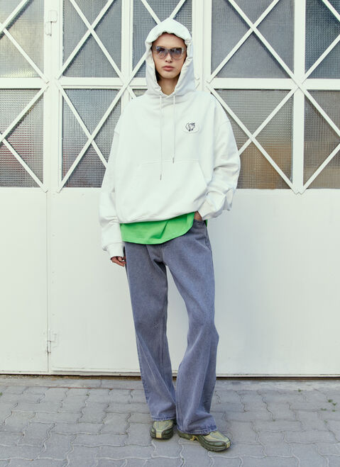 Sky High Farm Workwear Alastair Mckimm ワークウェアフード付きスウェットシャツ ホワイト skh0354012