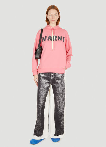 Logo Print Hooded Sweatshirt Marni Logo Print Hooded Sweatshirt Pink mni0251010
