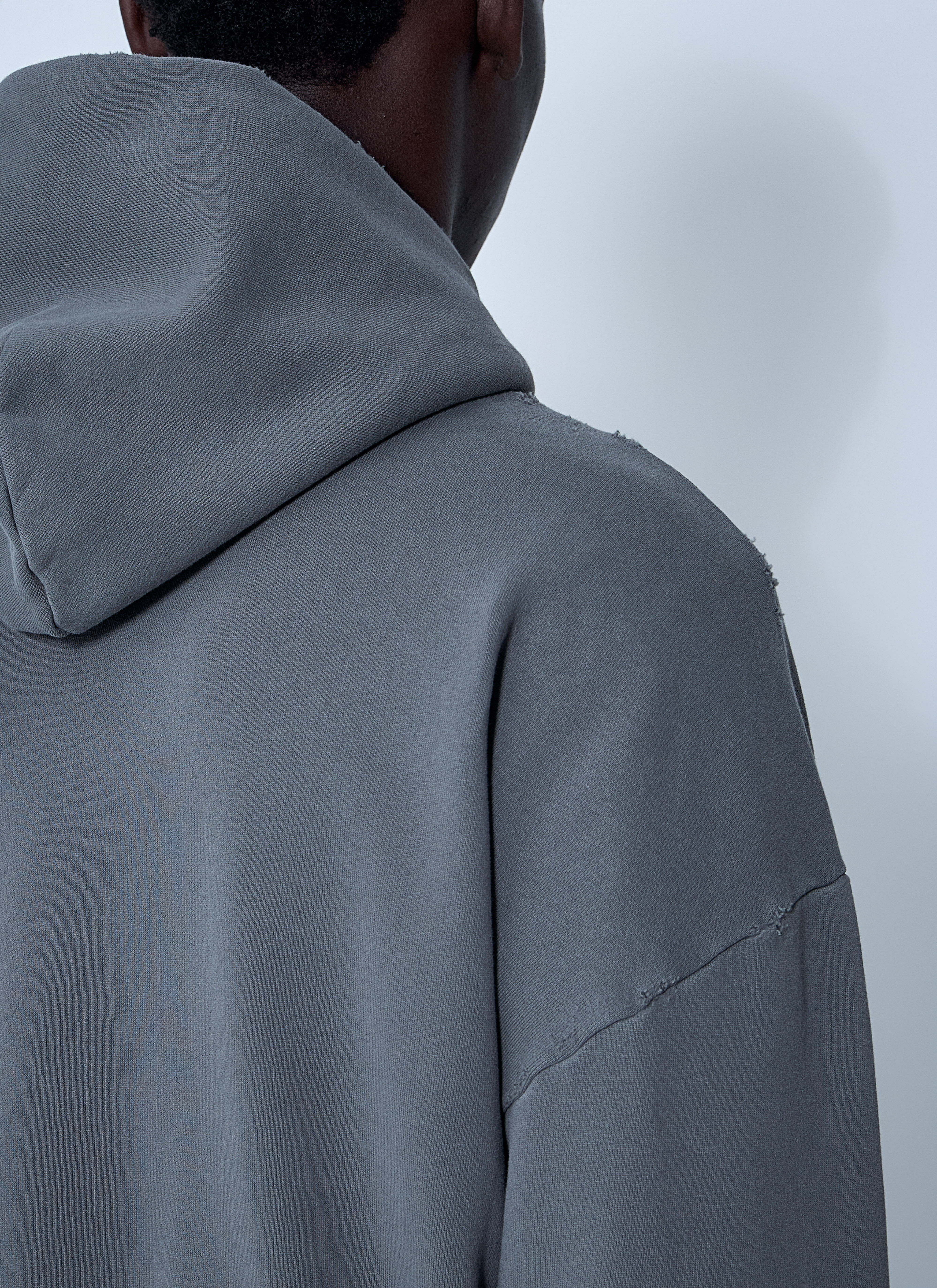 Balenciaga Men's' Zip-Up Human Being Hooded Sweatshirt in Grey