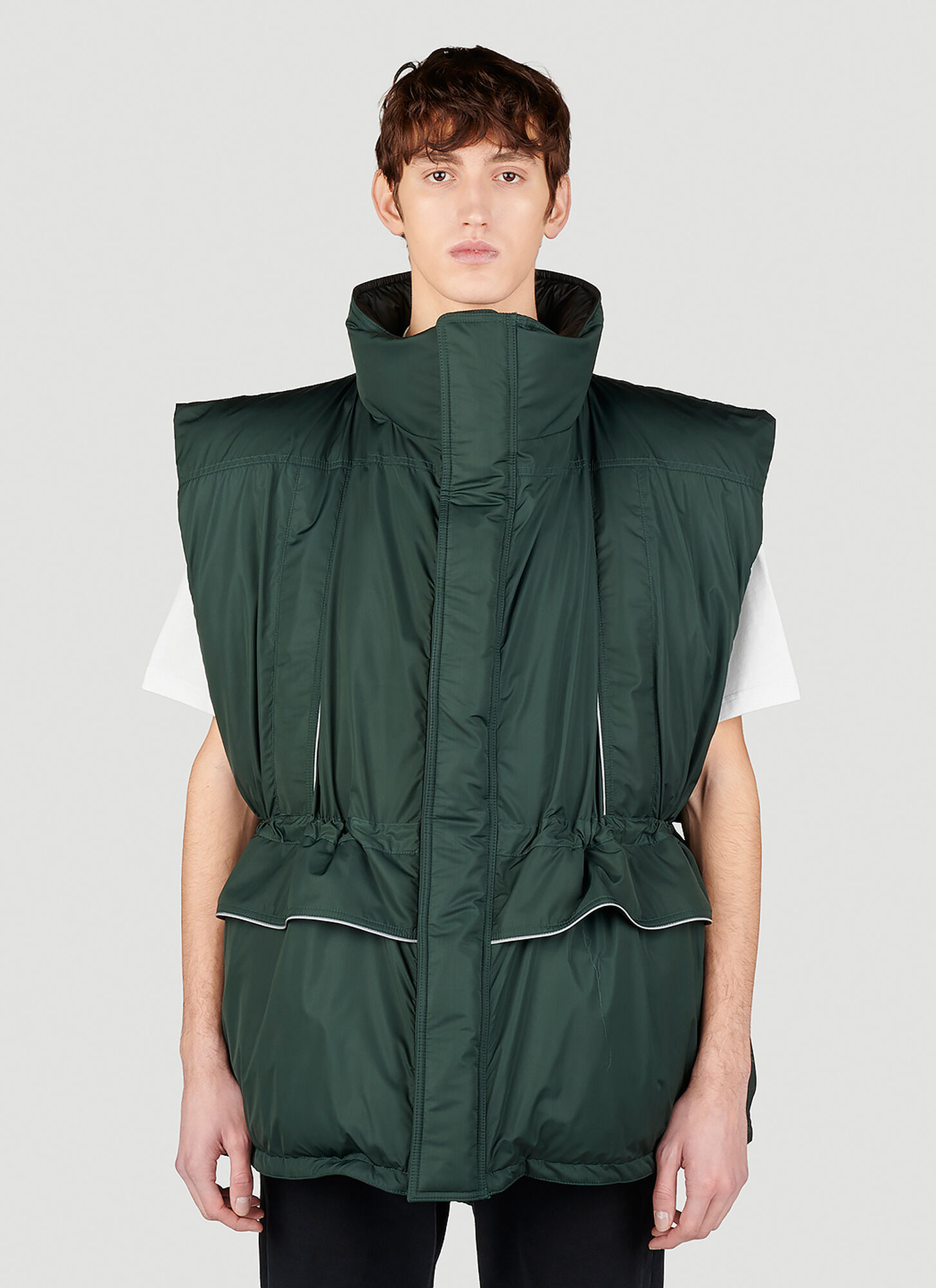 Balenciaga Logo-print Puffer Vest In Green