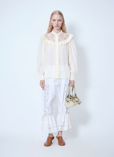 LN-CC® - Chloé: Ruched And Lace Detail Shirt - Beige Chloé Ruched And Lace Detail Shirt Beige chl0265012