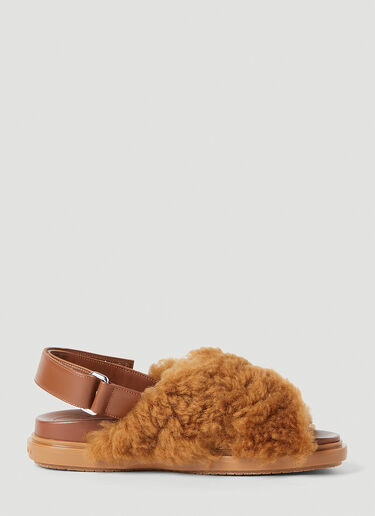 Marni Fussbett Shearling Sandals Brown mni0253042