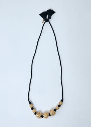 Saint Laurent Metal And Tassel Necklace Black sla0259047