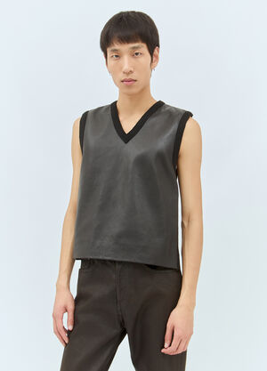 Charlie Constantinou Leather And Knit Vest Brown cco0158003