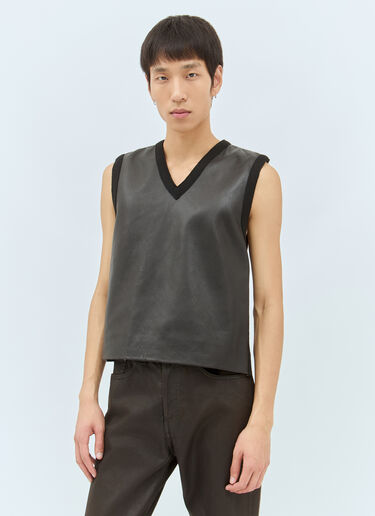 Dries Van Noten Leather And Knit Vest Black dvn0158015