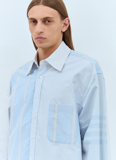 Thom Browne コントラストカラーのストライプシャツ  ライトブルー thb0157004