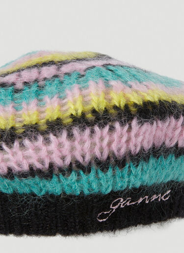 GANNI Striped Mohair Beret Multicolour gan0252056