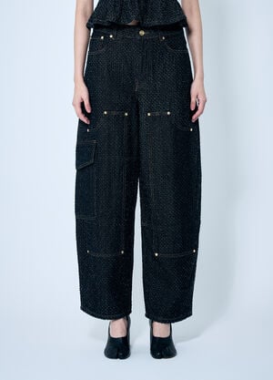 GANNI Fluffy Denim Carpenter Jeans Brown gan0259002