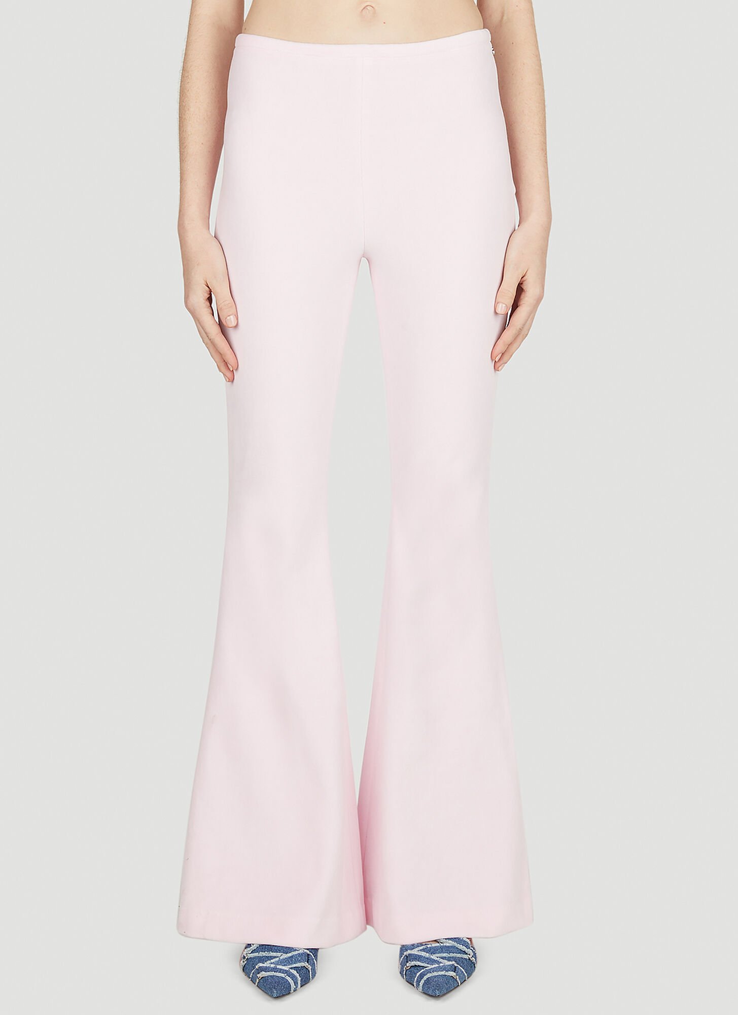 Alexander Wang Flared Pant In Velour In Light Pink
