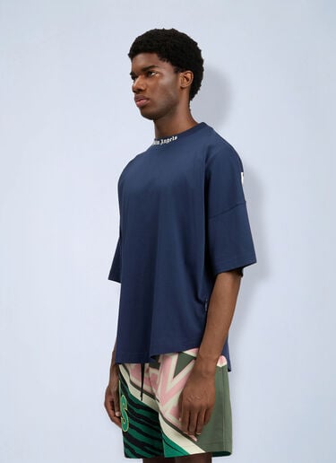 LN-CC® - Palm Angels: Classic Logo Over T-Shirt - Blue Palm Angels Classic Logo Over T-Shirt Blue pma0164130