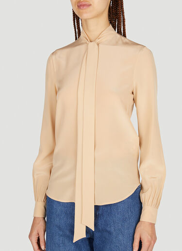 Saint Laurent Pussybow Blouse Beige sla0251050