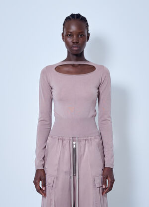 Rick Owens Slashed Cropped Pull Top Pink ric0265033