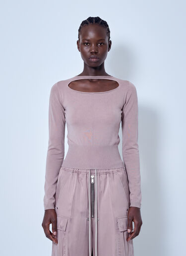 LN-CC® - Rick Owens: Slashed Cropped Pull Top - Pink Rick Owens Slashed Cropped Pull Top Pink ric0265033