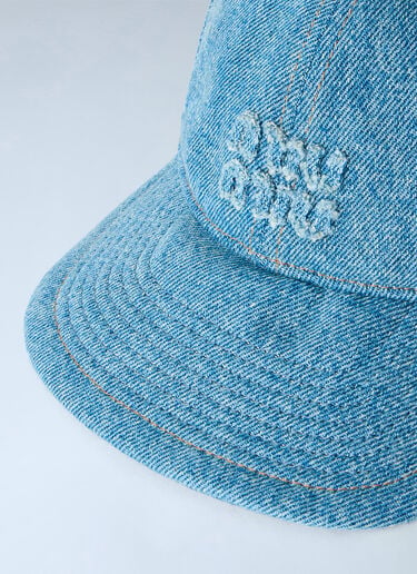 LN-CC® - Miu Miu: Denim Washed Baseball Cap - Light Blue Miu Miu Denim Washed Baseball Cap Light Blue miu0366044