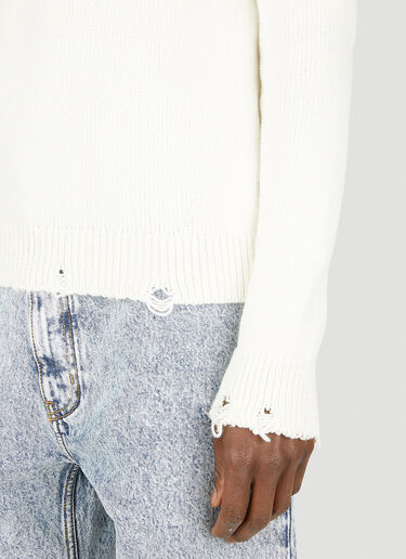 Saint Laurent Distressed Knit Sweater White sla0147004
