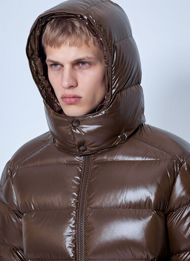LN-CC® - Moncler: Maya Hooded Short Down Jacket - Brown Moncler Maya Hooded Short Down Jacket Brown mon0166040