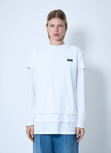 Miu Miu Set Of Three Logo Motif T-Shirts White miu0361001