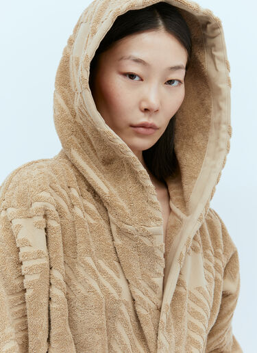 Burberry Check Cotton Jacquard Hooded Robe Beige bur0352001