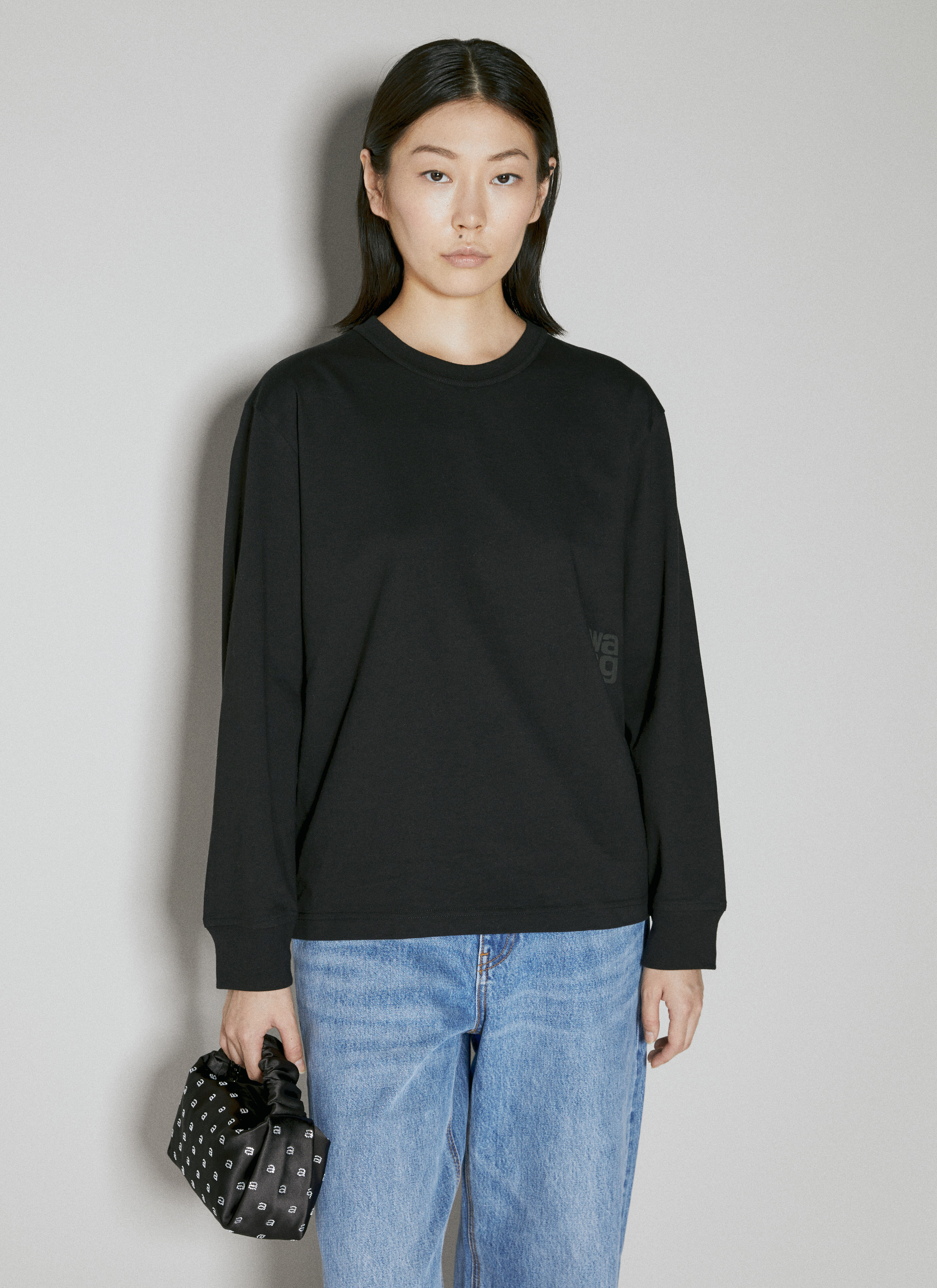 Miu Miu Essential Long Sleeve T-Shirt Black miu0257002
