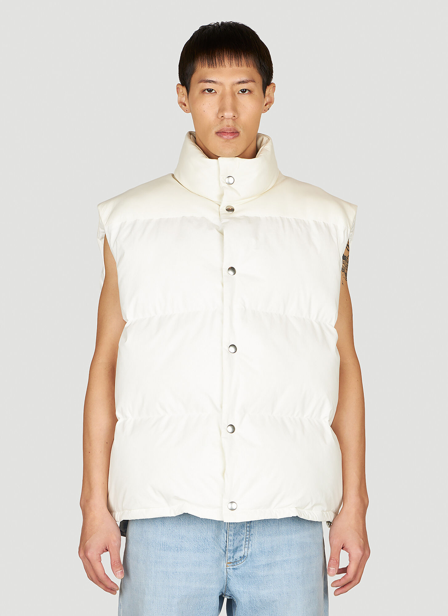 Bottega Veneta Quilted Cotton Sleeveless Vest With High Collar
