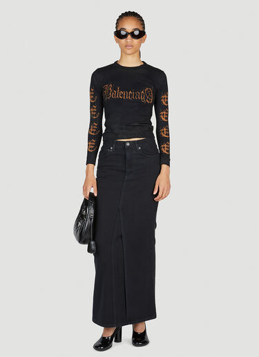 Balenciaga Denim Maxi Skirt Black bal0253003