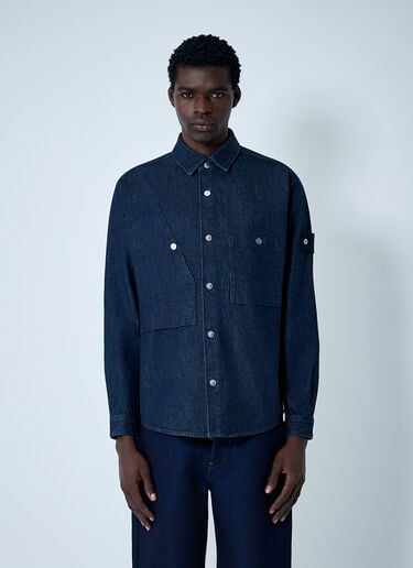Denim Compass Patch Shirt Stone Island Denim Compass Patch Shirt Denim sto0162080