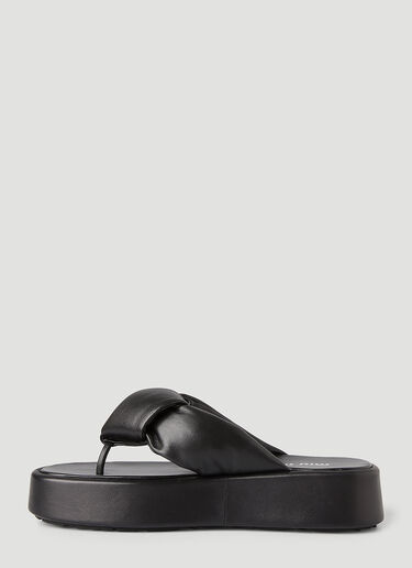 Miu Miu Leather Flatform Sandals Black miu0248036