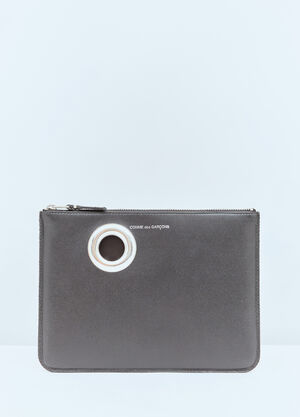 Comme des Garçons Wallet Silver Eyelet Pouch Black cdw0357009