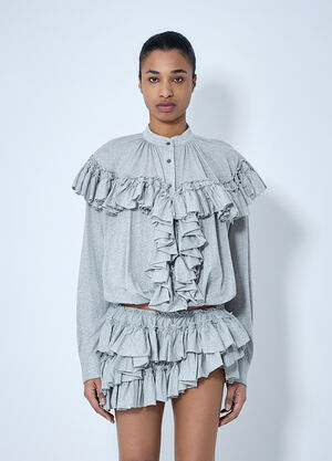 Dries Van Noten Ruffled Cotton Jersey Shirt Grey dvn0264012