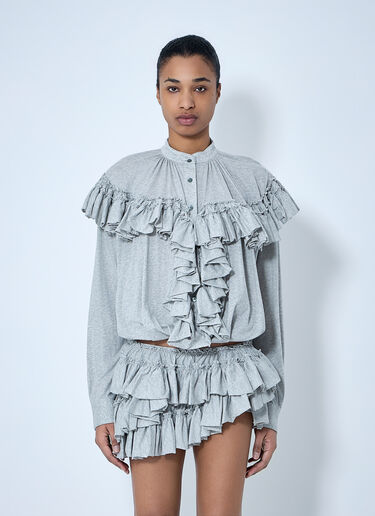 Dries Van Noten Ruffled Cotton Jersey Shirt Grey dvn0264012