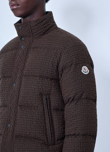 Moncler Oronte Cotton Flannel Short Down Jacket Brown mon0166027
