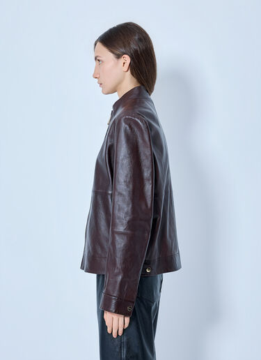 LN-CC® - Max Mara: High-Collar Leather Jacket - Dark Brown Max Mara High-Collar Leather Jacket Dark Brown max0265214