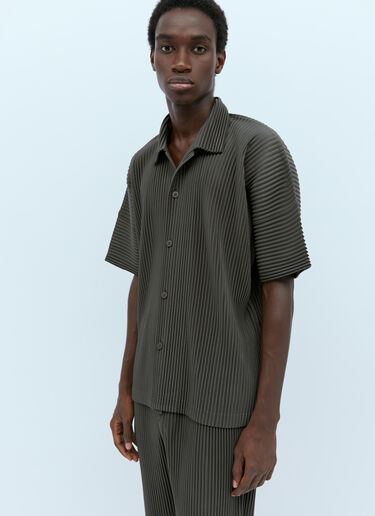 MC July プリーツ ニット シャツ Homme Plissé Issey Miyake MC July プリーツ ニット シャツ ブラウン hmp0154001